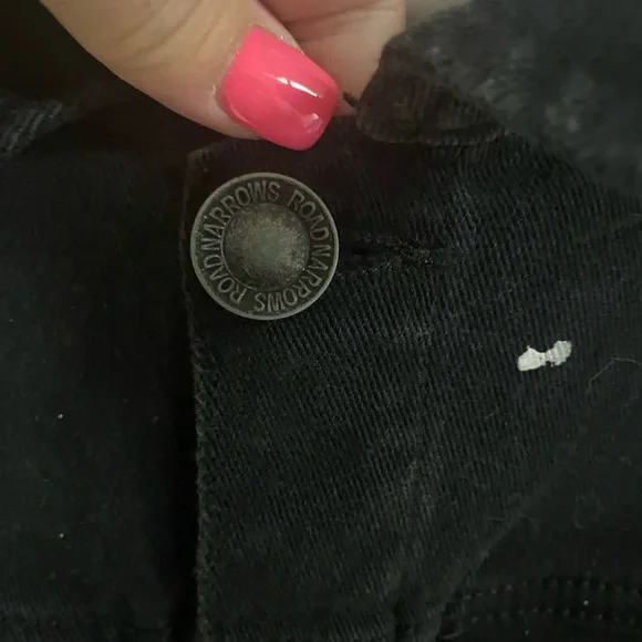 Road Narrows NYC Black Denim Button Down Jacket Size L Embroidered Distressed - Picture 5 of 16